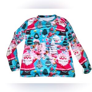 Long-Sleeved Santa Holiday Christmad Shirt Women’s XL
